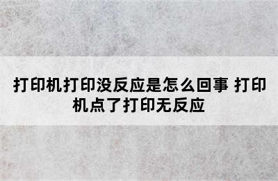 打印机打印没反应是怎么回事 打印机点了打印无反应